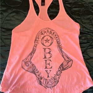 Obey Women's Pink Graphic Tank Top